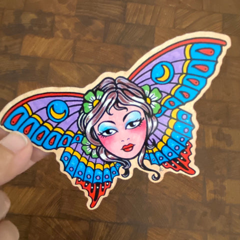 Traditional Tattoo Sugar Skull Butterfly Beauty Sticker Decals