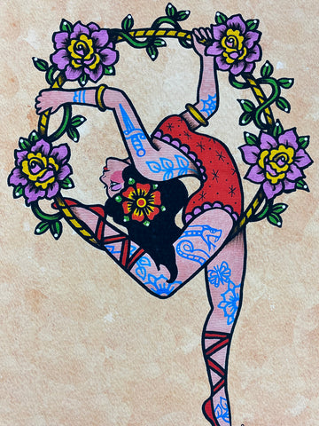 Traditional Tattoo Aerial Hoop Ring Dancer Art Print
