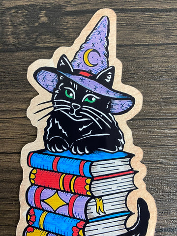 Traditional Tattoo Witch Black Cat Magical Book Vinyl Sticker Decal