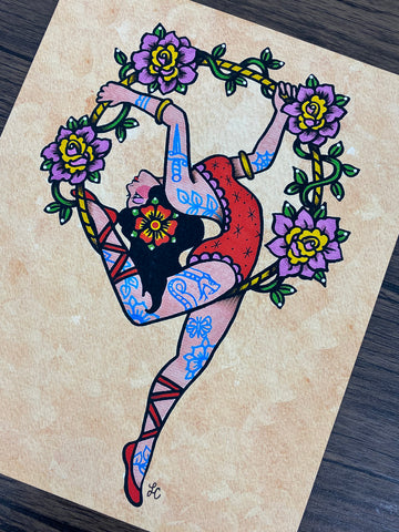 Traditional Tattoo Aerial Hoop Ring Dancer Art Print