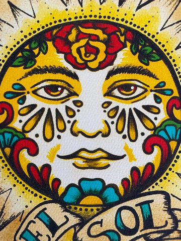 Traditional Tattoo Sun "El Sol" Loteria Mexican Folk Art Print