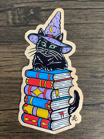 Traditional Tattoo Witch Black Cat Magical Book Vinyl Sticker Decal