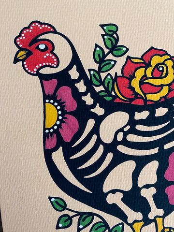Day of the Dead Chicken Mexican Folk Art Print
