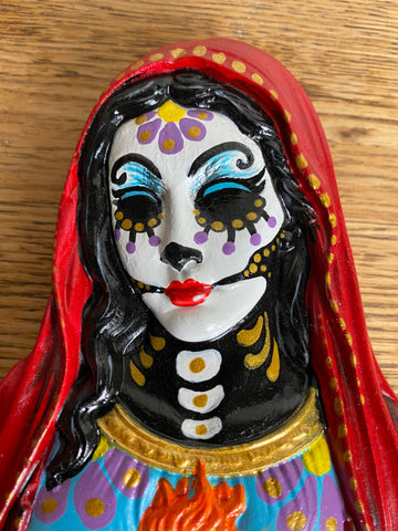 Day of the Dead Virgin Mary Wall Hanging Bust Sculpture