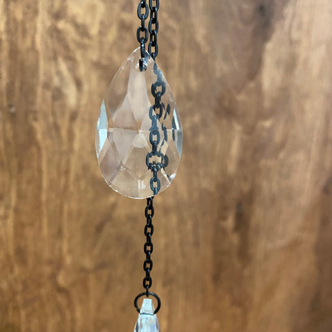 Traditional Tattoo Tea Pot Wall Hanging with Glass Crystals - Hand Painted Wood Art