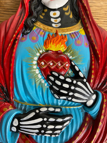 Day of the Dead Virgin Mary Wall Hanging Bust Sculpture