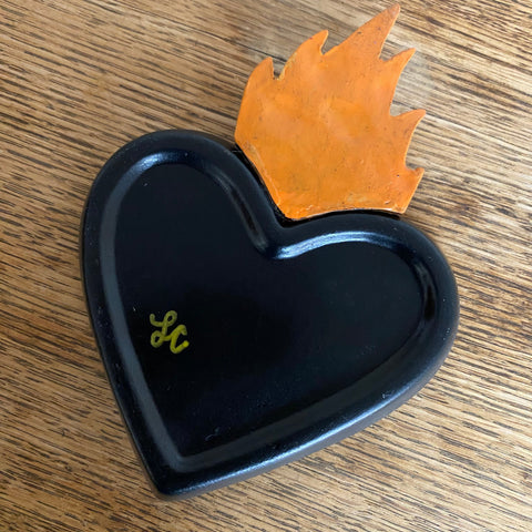 Hand Painted Sacred Heart Jewelry Dish Tray Folk Art