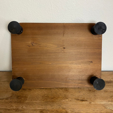 Black Cat and Moon Folk Art Wood Altar Table Stand