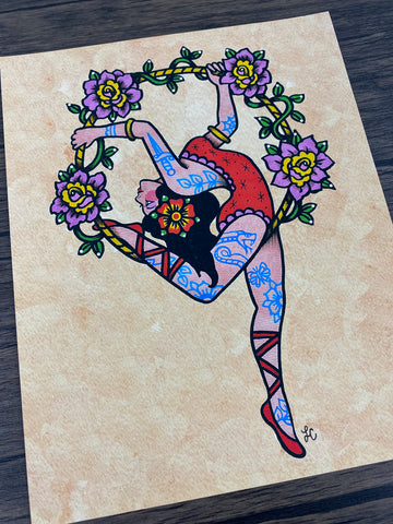 Traditional Tattoo Aerial Hoop Ring Dancer Art Print