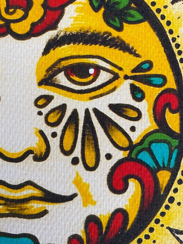 Traditional Tattoo Sun "El Sol" Loteria Mexican Folk Art Print