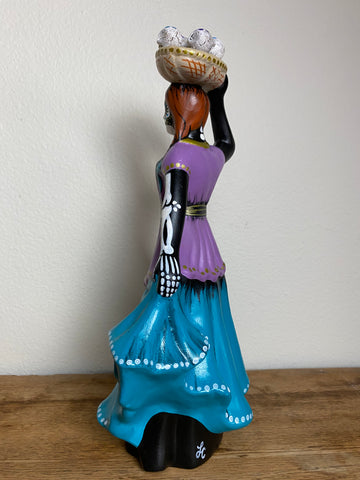 Day of the Dead Woman with Sugar Skulls Ceramic Dia de los Muertos 15” Statue Figure