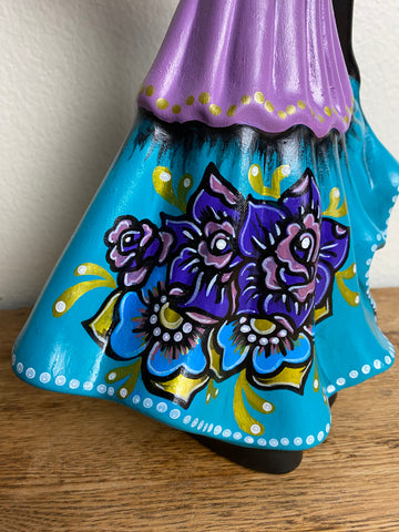 Day of the Dead Woman with Sugar Skulls Ceramic Dia de los Muertos 15” Statue Figure