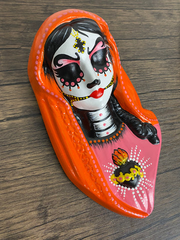 Day of the Dead Virgin Mary Wall Hanging Bust Sculpture - Custom Choose Your Own Colors