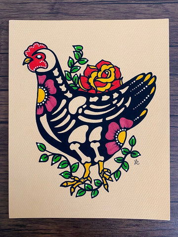 Day of the Dead Chicken Mexican Folk Art Print