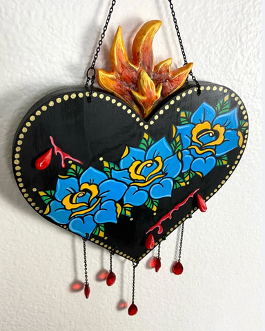 Sacred Heart with Glass Crystals Wall Hanging