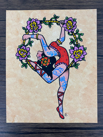 Traditional Tattoo Aerial Hoop Ring Dancer Art Print