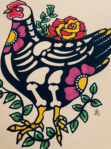 Day of the Dead Chicken Mexican Folk Art Print