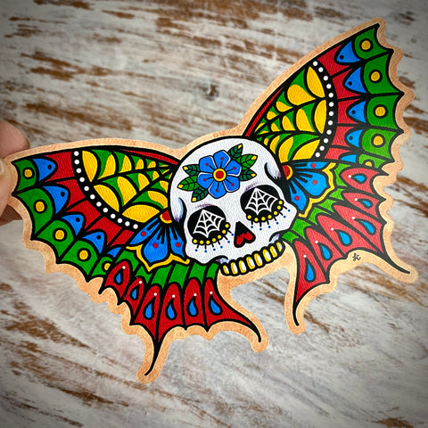 Traditional Tattoo Sugar Skull Butterfly Beauty Sticker Decals