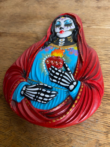 Day of the Dead Virgin Mary Wall Hanging Bust Sculpture
