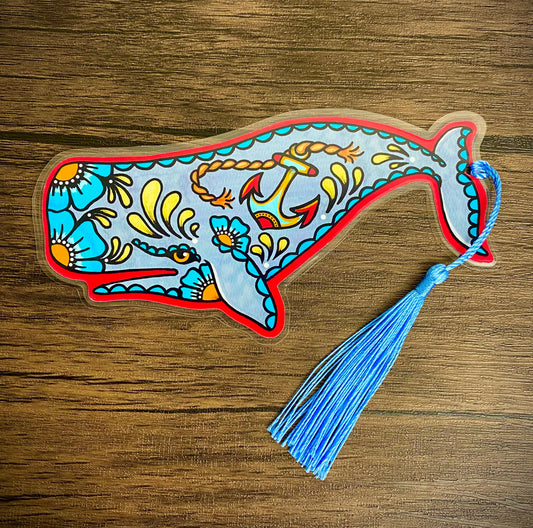 American Traditional Whale Tattoo Bookmark - Nautical Anchor Moby Dick Sea Ocean Adventure