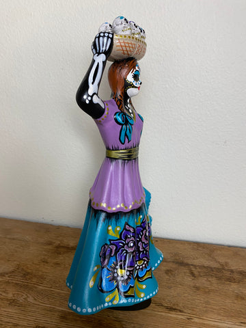 Day of the Dead Woman with Sugar Skulls Ceramic Dia de los Muertos 15” Statue Figure