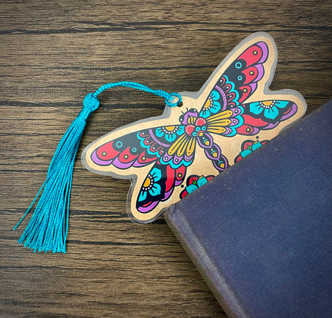 Sacred Heart Dragonfly Bookmark - Choose Your Tassel Color