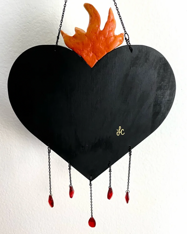 Sacred Heart with Glass Crystals Wall Hanging