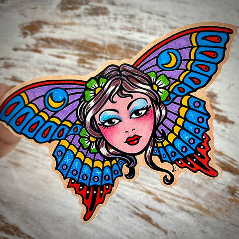 Traditional Tattoo Sugar Skull Butterfly Beauty Sticker Decals