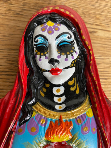 Day of the Dead Virgin Mary Wall Hanging Bust Sculpture