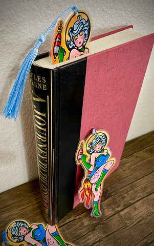 Space Pinup Girl with Rocket Pack Sci-Fi Traditional Tattoo Bookmark