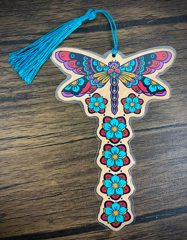 Sacred Heart Dragonfly Bookmark - Choose Your Tassel Color