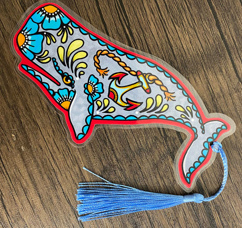 American Traditional Whale Tattoo Bookmark - Nautical Anchor Moby Dick Sea Ocean Adventure