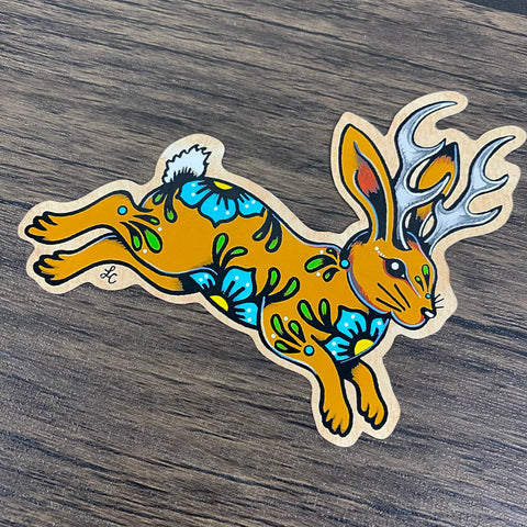 Jackalope Rabbit Tattoo Mexican Folk Art Sticker Decal