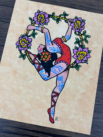 Traditional Tattoo Aerial Hoop Ring Dancer Art Print