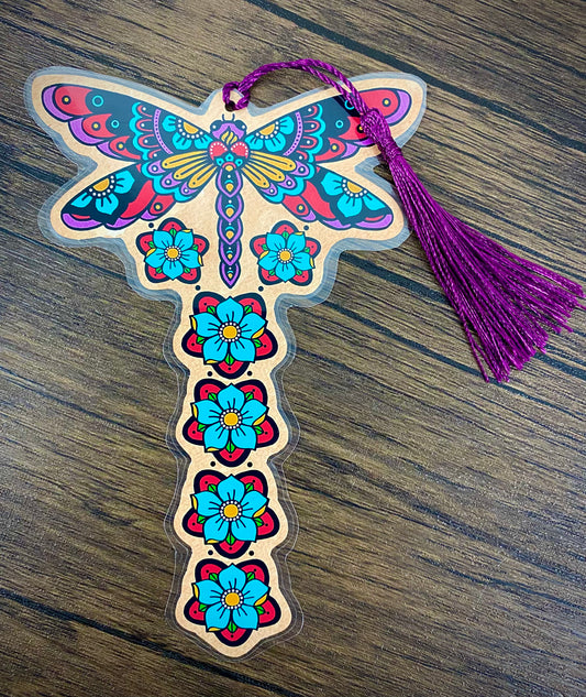 Sacred Heart Dragonfly Bookmark - Choose Your Tassel Color