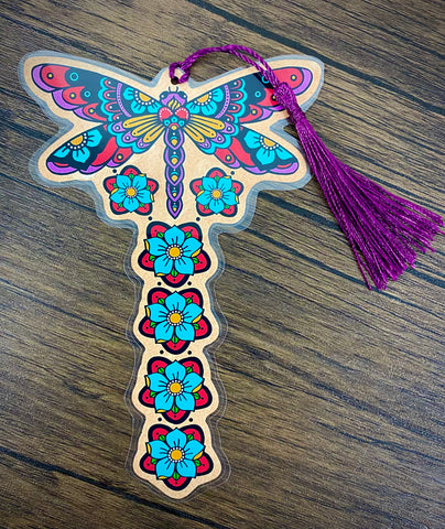 Sacred Heart Dragonfly Bookmark - Choose Your Tassel Color