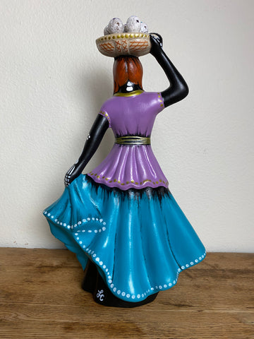 Day of the Dead Woman with Sugar Skulls Ceramic Dia de los Muertos 15” Statue Figure
