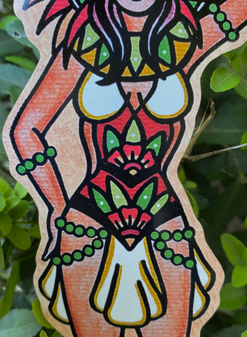Traditional Tattoo Aztec Pinup Vinyl Sticker Decal