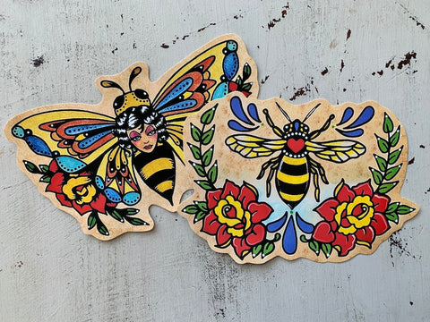 Traditional Tattoo Bee Sticker Decal