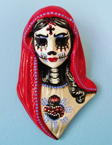 Day of the Dead Virgin Mary Wall Hanging Bust Sculpture - Custom Choose Your Own Colors