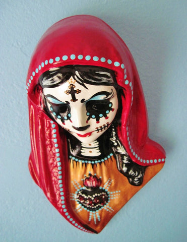 Day of the Dead Virgin Mary Wall Hanging Bust Sculpture - Custom Choose Your Own Colors