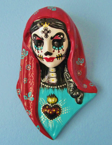 Day of the Dead Virgin Mary Wall Hanging Bust Sculpture - Custom Choose Your Own Colors