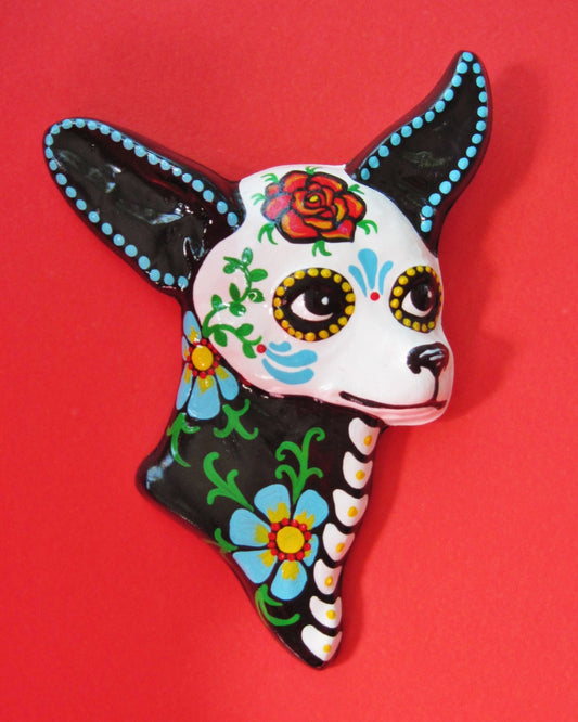 Chihuahua Art Day of the Dead Dog Wall Hanging - Custom Choose Your Own Colors