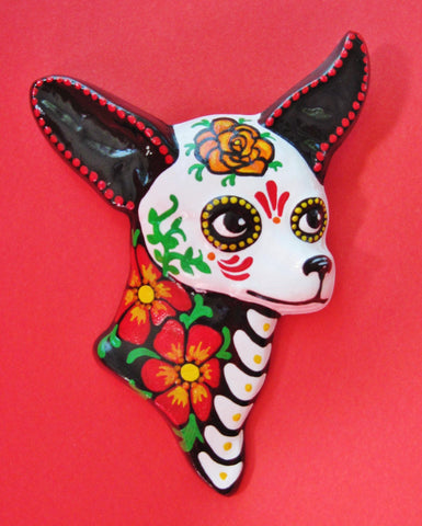 Chihuahua Art Day of the Dead Dog Wall Hanging - Custom Choose Your Own Colors