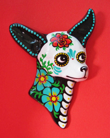 Chihuahua Art Day of the Dead Dog Wall Hanging - Custom Choose Your Own Colors