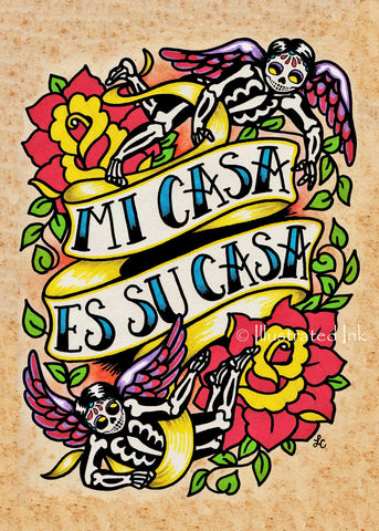 "Mi Casa Es Su Casa" Sign Day of the Dead Art Print