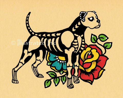 Day of the Dead BOXER Dog Dia de los Muertos Art Print - Customizable