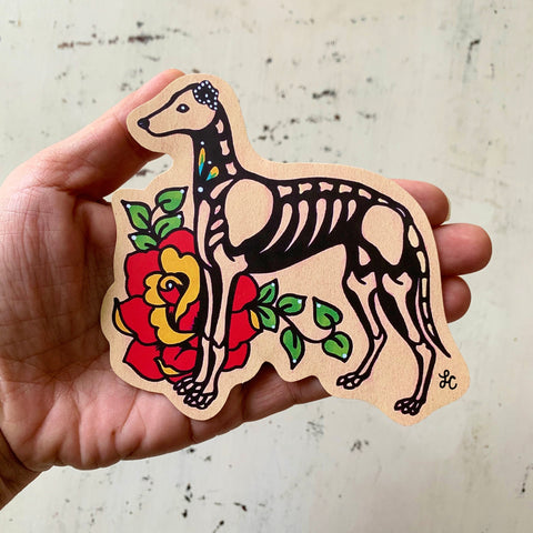 Day of the Dead Greyhound or Whippet Sticker Decal