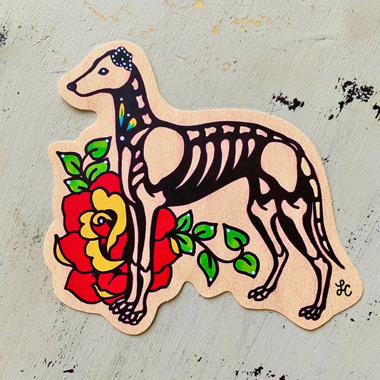 Day of the Dead Greyhound or Whippet Sticker Decal