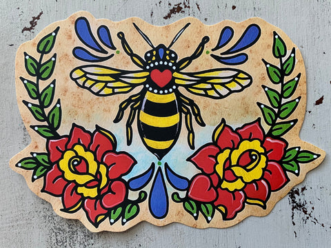 Traditional Tattoo Bee Sticker Decal